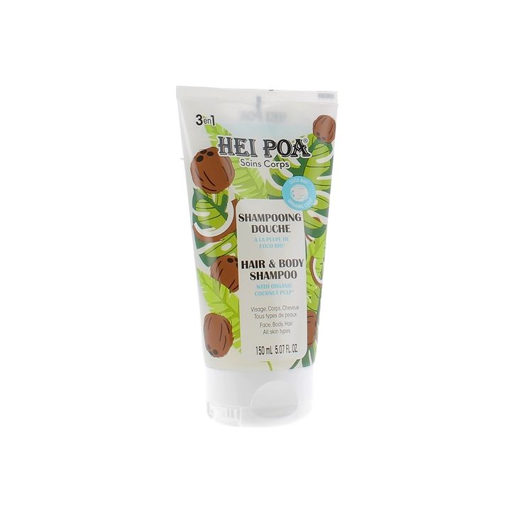 Shampoing douche 3 en 1 &agrave; la pulpe de coco Hei Poa - tube de 150 ml
