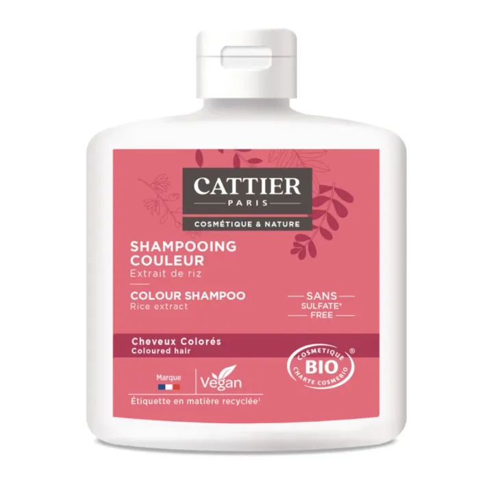 Shampoing sans sulfate cheveux color&eacute;s bio Cattier - flacon 250 ml