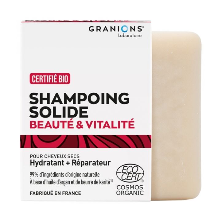 Shampoing solide beaut&eacute; & vitalit&eacute; bio Granions - pain de 80 g