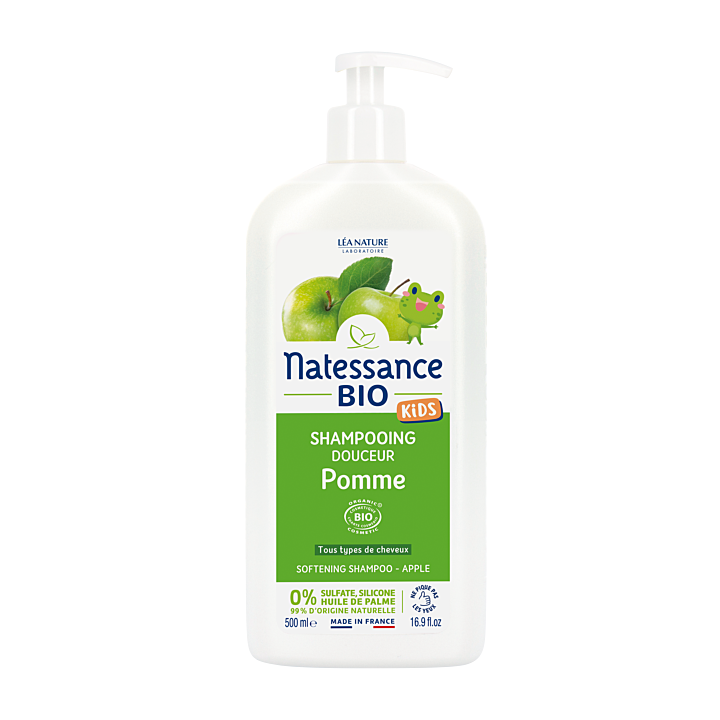 Shampooing Kids &agrave; la pomme bio Natessance - flacon-pompe de 500ml