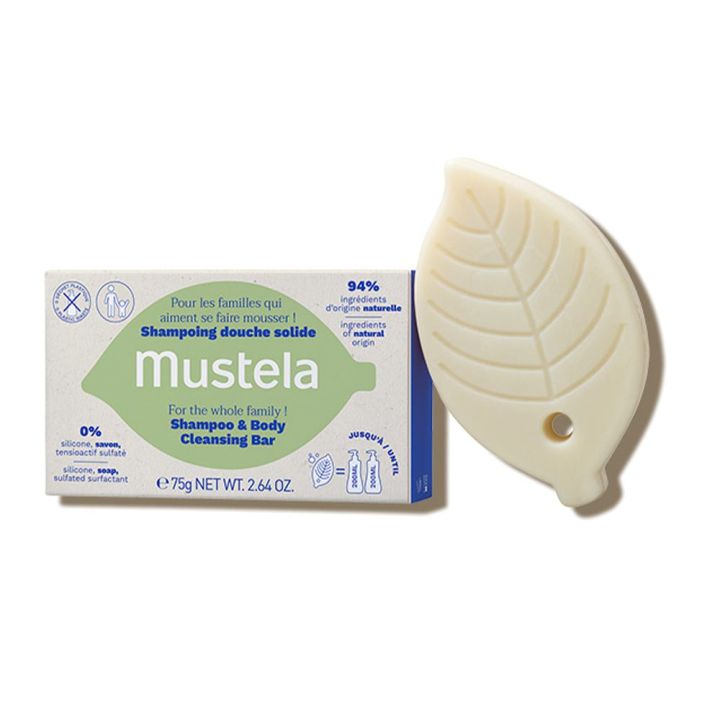 Shampooing douche solide d&egrave;s 3 ans Mustela - pain de 75g