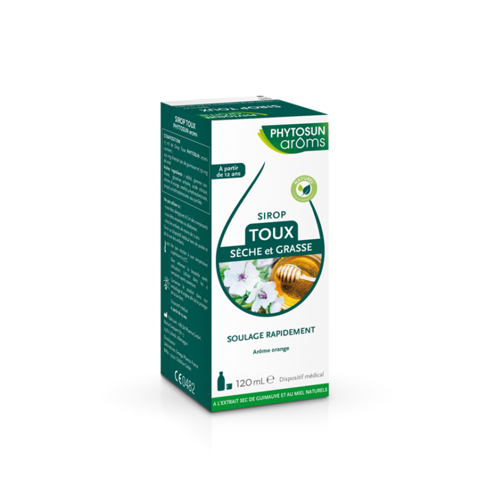 Sirop toux s&egrave;che et grasse Phytosun Ar&ocirc;ms - flacon de 120 ml