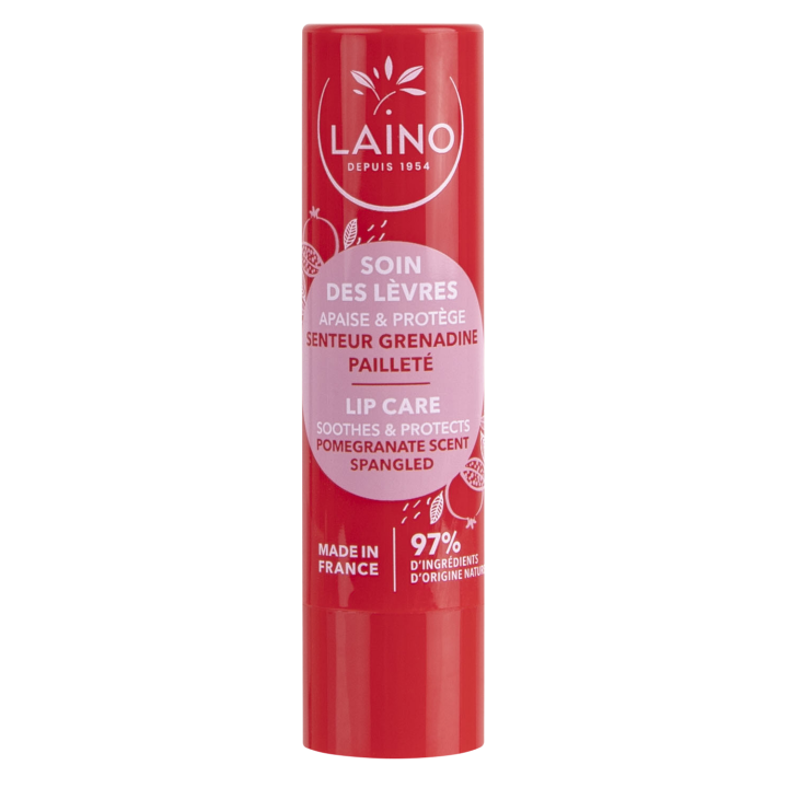 Soin des l&egrave;vres paillet&eacute; parfum grenadine Laino - 1 stick de 4 g