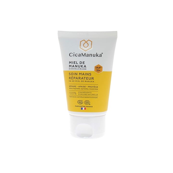 Soin mains r&eacute;parateur 5% de Miel de Manuka IAA 15+ bio CicaManuka - tube de 50 ml
