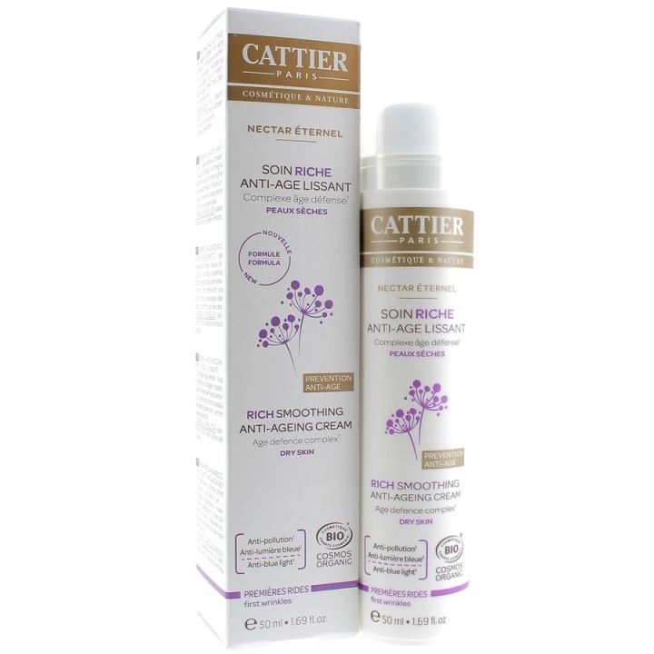 Soin riche anti-&acirc;ge lissant nectar &eacute;ternel Cattier - flacon pompe de 50 ml