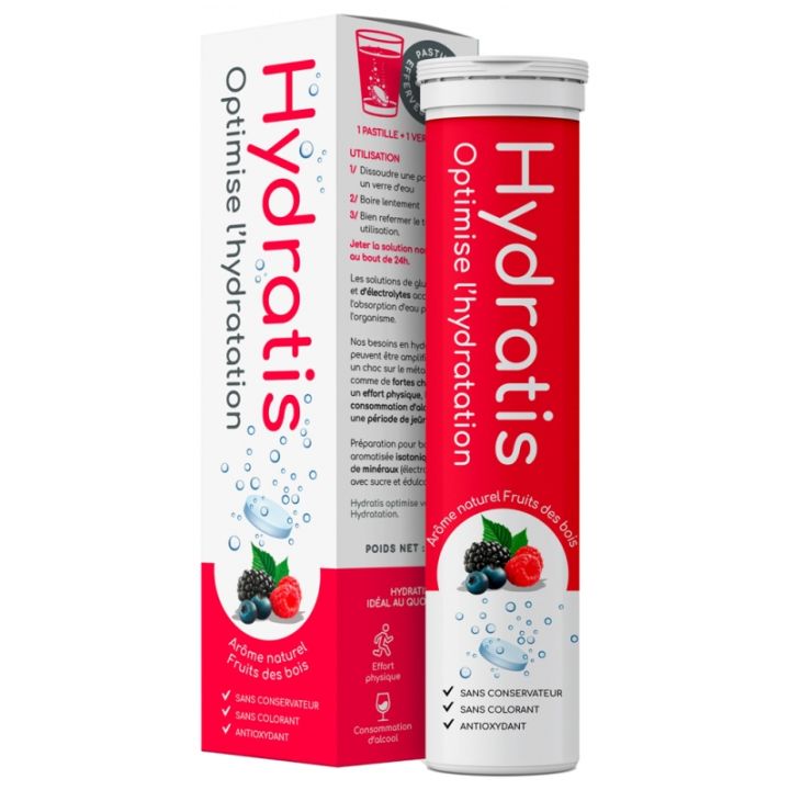 Solution d'hydratation go&ucirc;t fruits des bois Hydratis - tube de 20 pastilles effervescentes