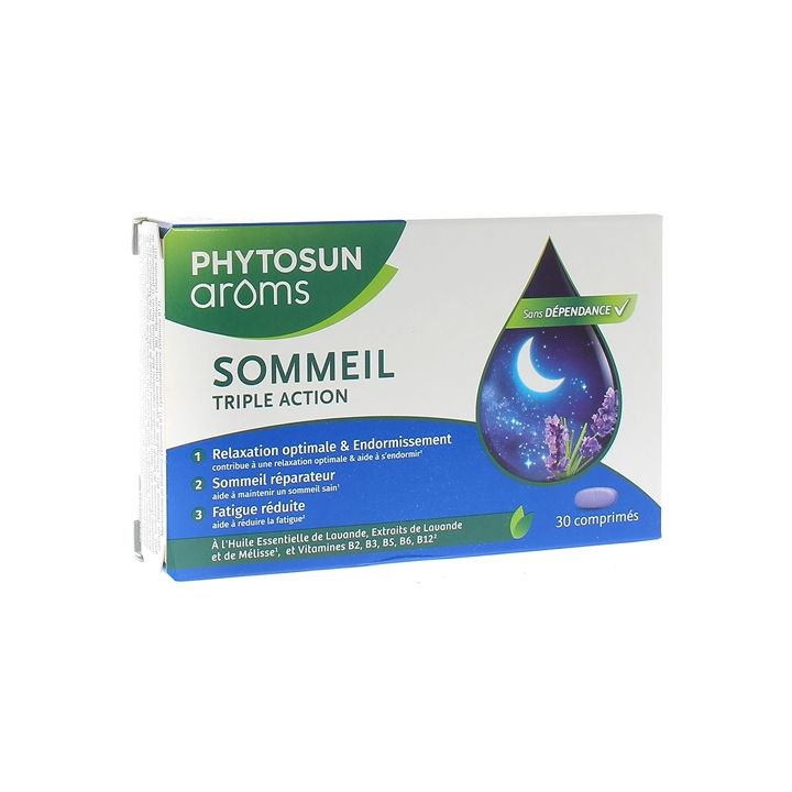 Sommeil triple action Phytosun Ar&ocirc;ms - bo&icirc;te de 30 comprim&eacute;s