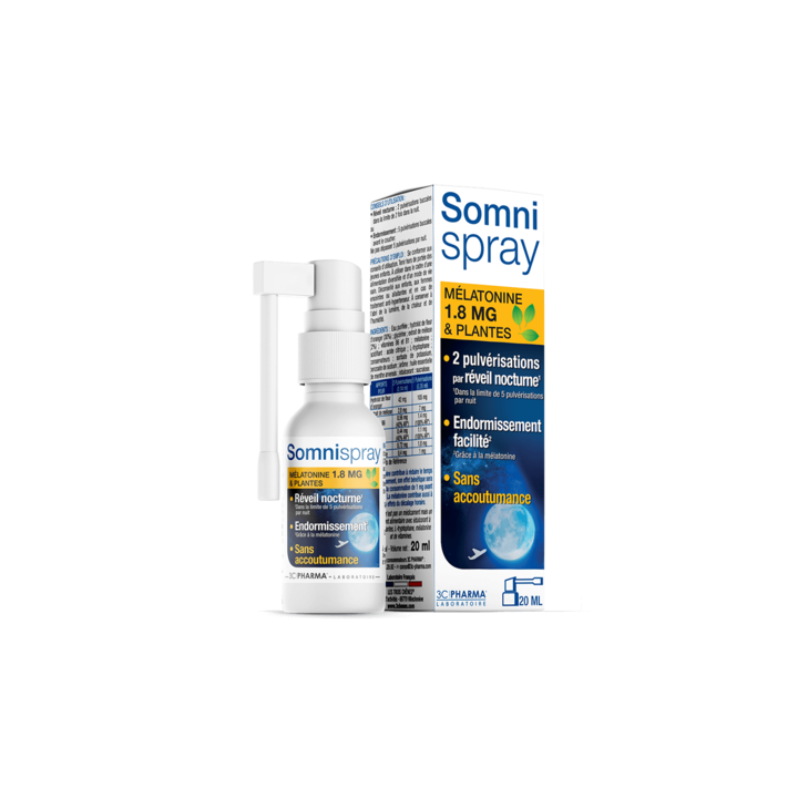 Somnispray M&eacute;latonine 1.8 mg et plantes 3C Pharma - spray de 20 ml