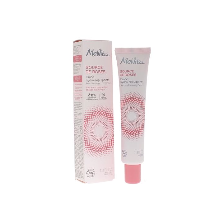 Source de Roses Fluide hydra-repulpant bio Melvita - tube de 40 ml