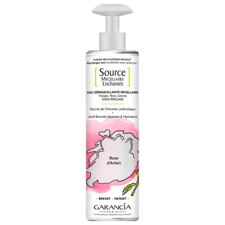 Source micellaire enchant&eacute;e Eau d&eacute;maquillante rose d'antan Garancia - flacon pompe de 400ml
