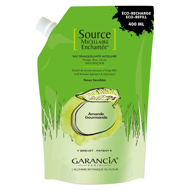 Source Micellaire Enchant&eacute;e eau d&eacute;maquillante amande douce Garancia - &eacute;co-recharge de 400 ml