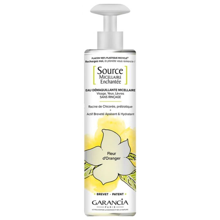 Source micellaire enchant&eacute;e Eau d&eacute;maquillante fleur d'oranger Garancia - flacon pompe de 400ml