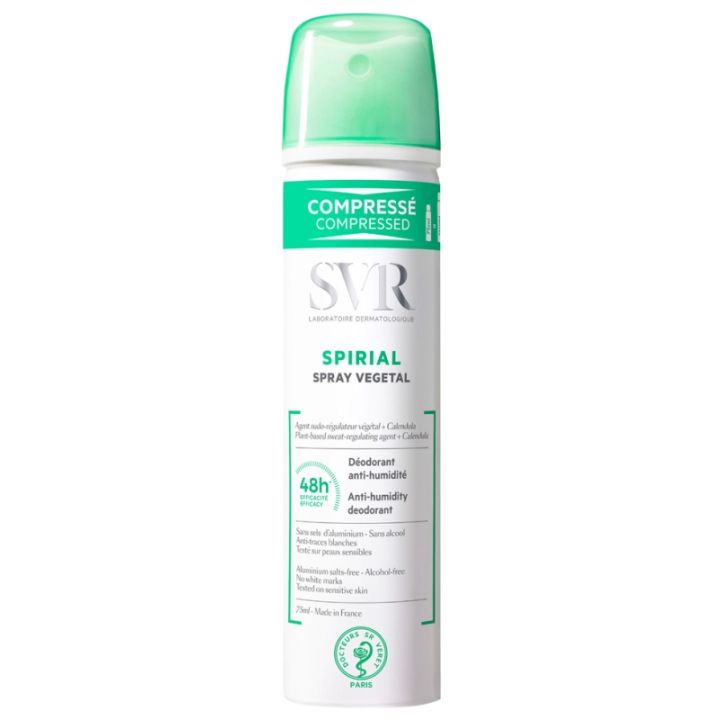 Spirial spray v&eacute;g&eacute;tal d&eacute;odorant anti-humidit&eacute; 48h SVR - spray de 75 ml