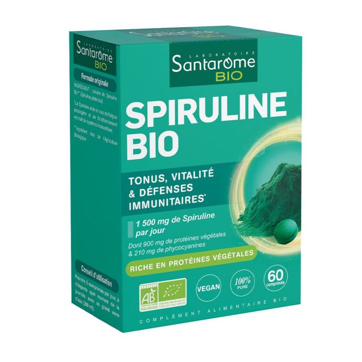 Spiruline bio Santarome - bo&icirc;te de 60 comprim&eacute;s