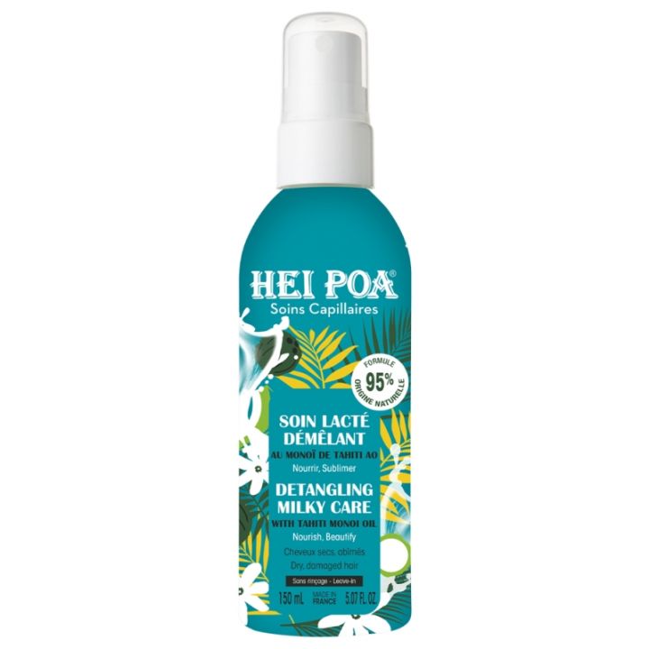 Soin lact&eacute; d&eacute;m&ecirc;lant cheveux secs et abim&eacute;s Hei Poa - spray de 150ml