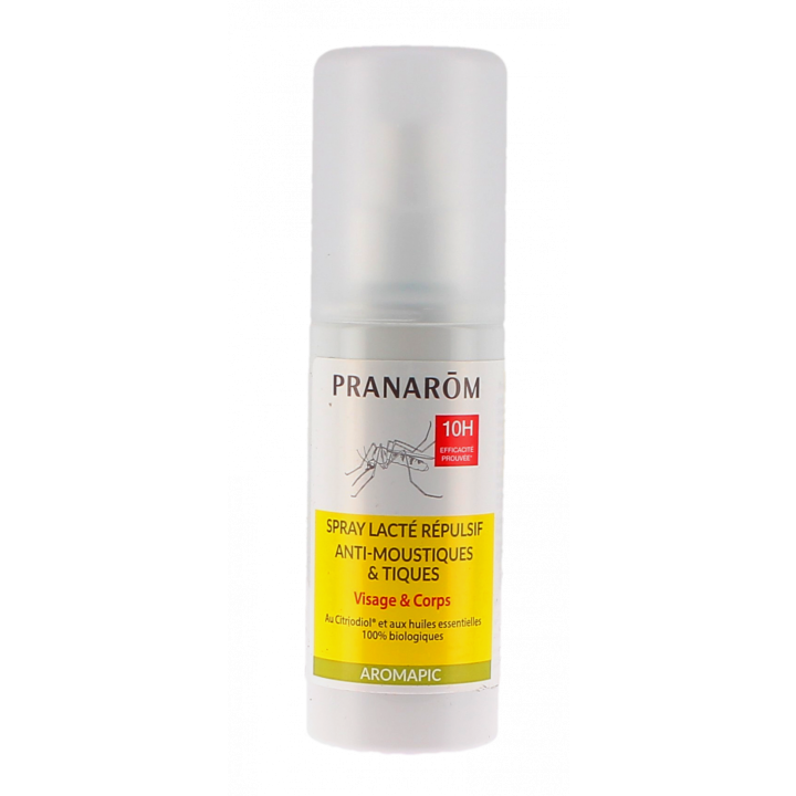 Spray lact&eacute; r&eacute;pulsif anti-moustiques et tiques Pranar&ocirc;m - spray de 100ml