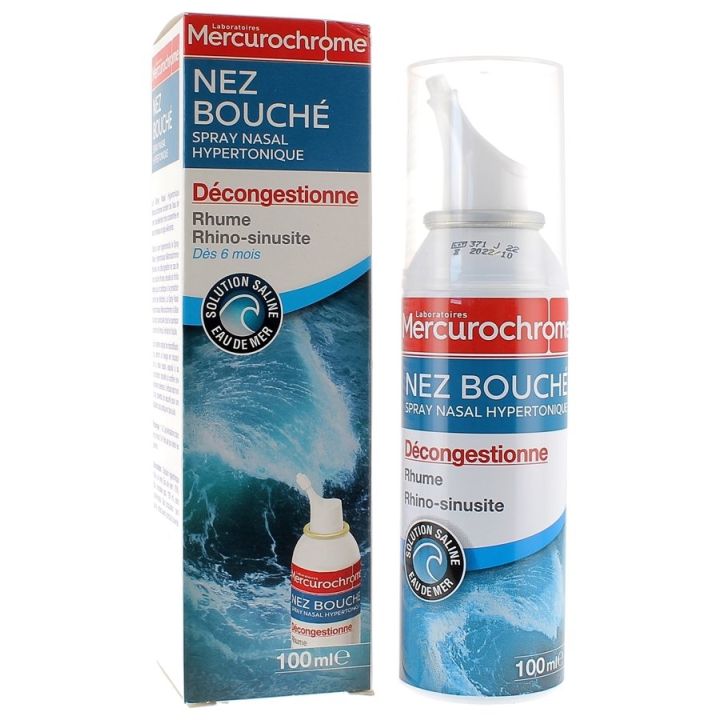 Spray nasal hypertonique nez bouch&eacute; Mercurochrome - spray de 100 ml