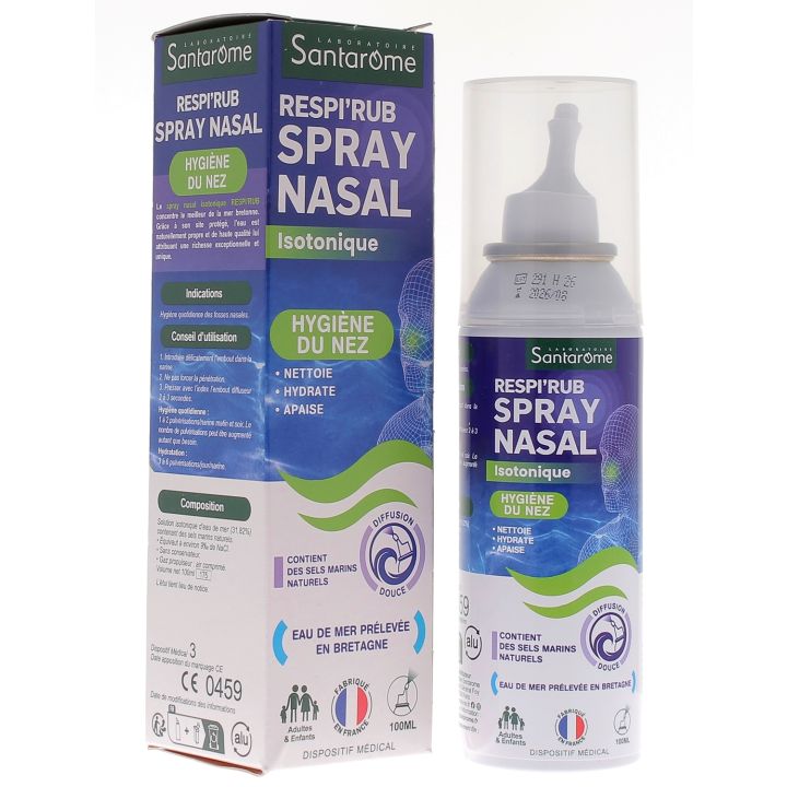 Respi'rub Spray nasal isotonique hygi&egrave;ne du nez Santarome - spray de 100ml