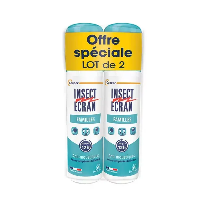 Spray r&eacute;pulsif anti-moustiques famille Insect &eacute;cran - lot de 2 sprays de 100 ml