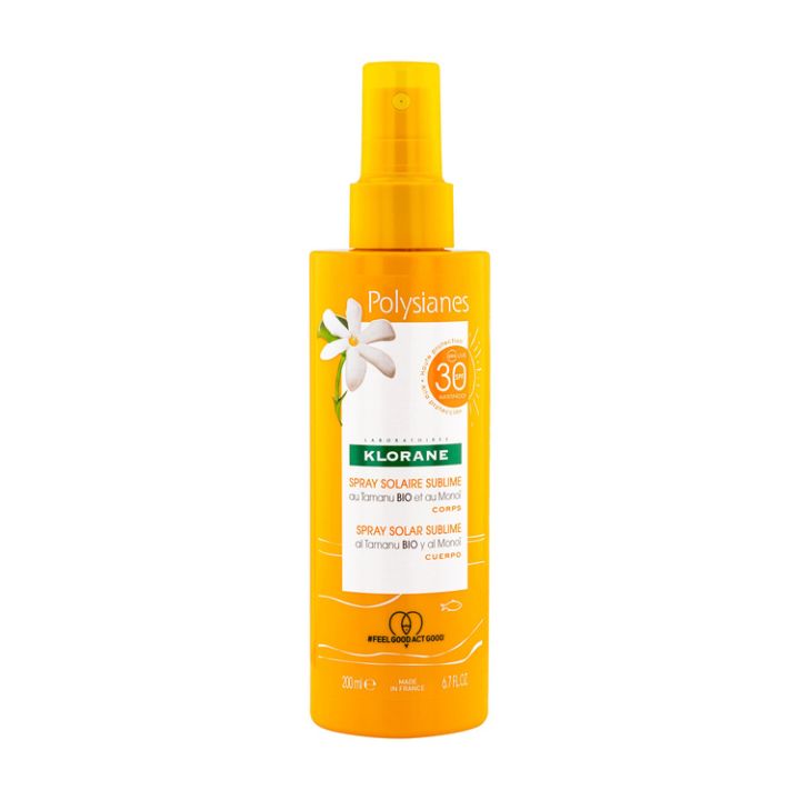 Spray solaire sublime SPF 30 au Tamanu BIO et au Mono&iuml; Klorane - spray de 200 ml