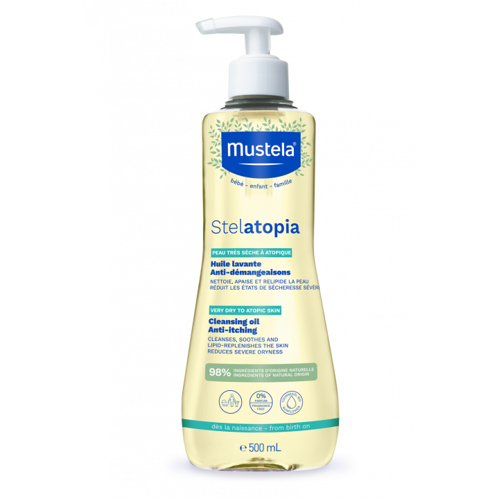 Stelatopia Huile lavante b&eacute;b&eacute;-enfant Mustela - flacon-pompe de 500 ml