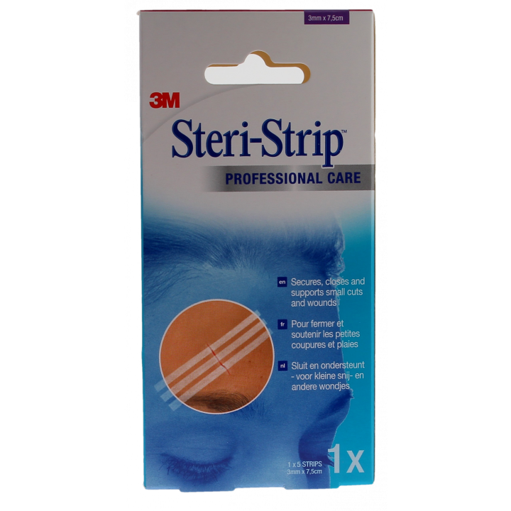 Steri-Strip Sutures cutan&eacute;es adh&eacute;sives 3M - bo&icirc;te de 5 bandelettes de 3mm x 7,5cm
