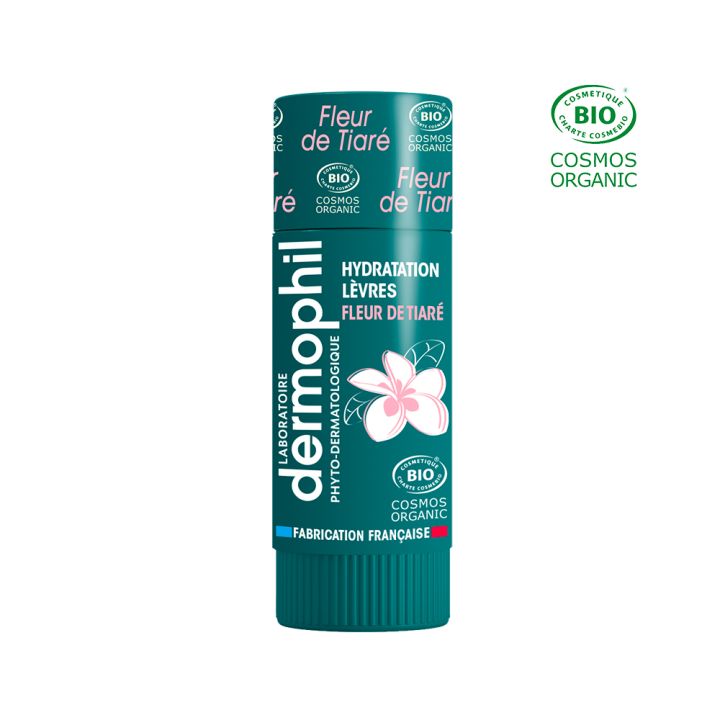 Stick &agrave; l&egrave;vres fleur de tiar&eacute; bio Dermophil Indien - stick de 4 g