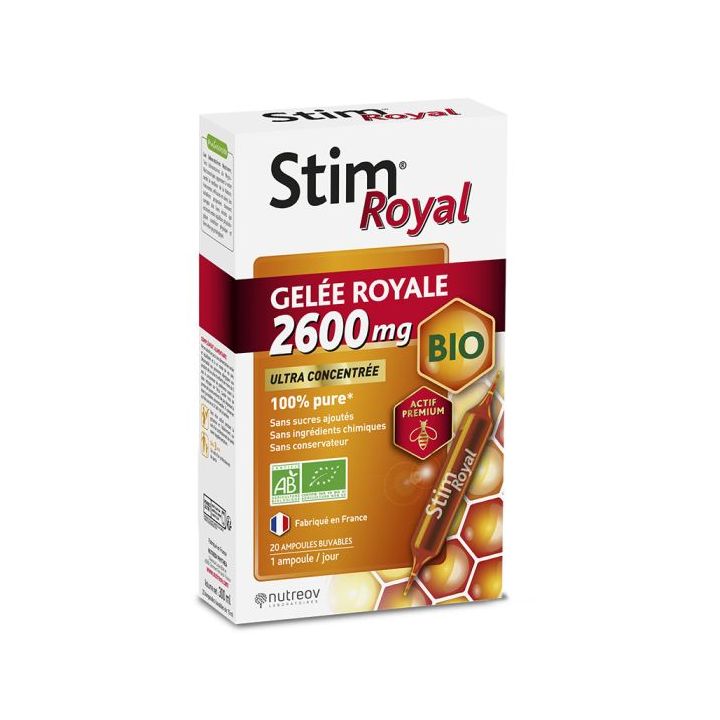 Stim Royal Gel&eacute;e royale 2600 mg bio Nutreov - bo&icirc;te de 20 ampoules