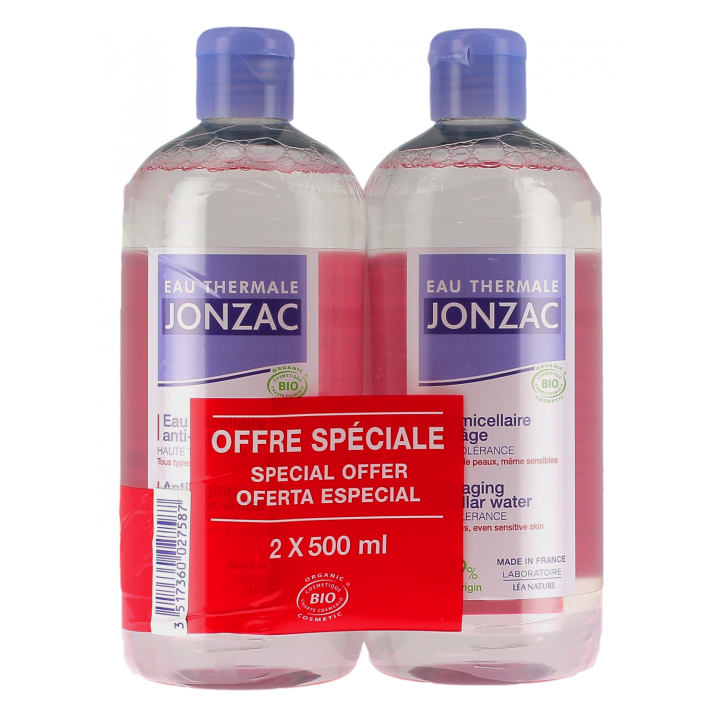 Eau micellaire anti-&acirc;ge Eau Thermale Jonzac - lot de 2 flacons de 500ml