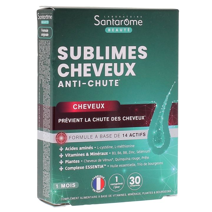 Sublimes cheveux anti-chute Santarome - bo&icirc;te de 30 comprim&eacute;s