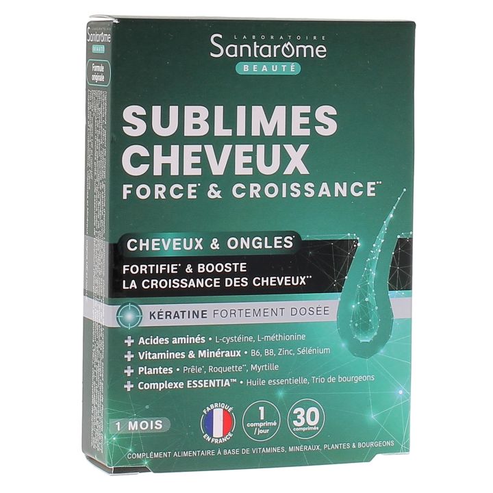 Sublimes cheveux force & croissance Santarome - bo&icirc;te de 30 comprim&eacute;s