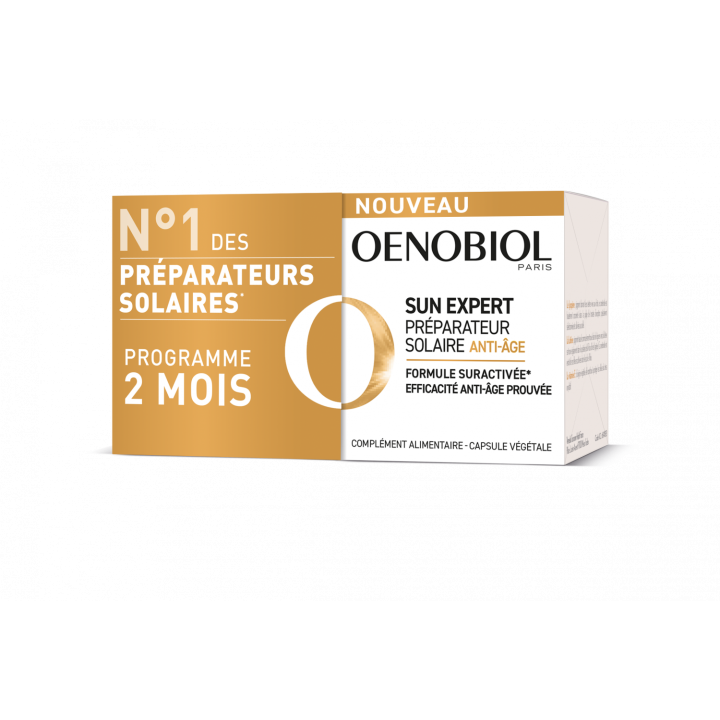 Sun Expert Pr&eacute;parateur solaire anti-&acirc;ge Oenobiol - lot de 2 pots de 30 capsules