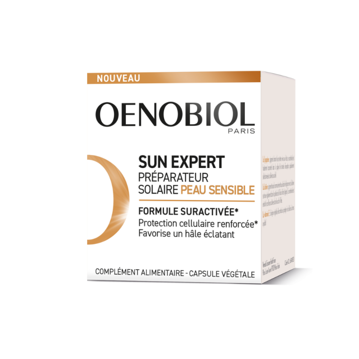 Sun Expert Pr&eacute;parateur solaire peau sensible Oenobiol - pot de 30 capsules