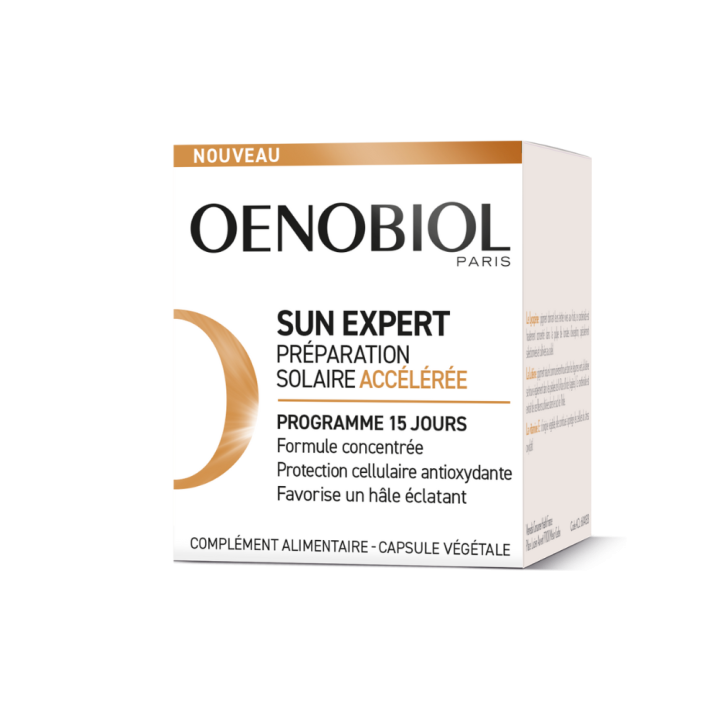 Sun expert Pr&eacute;paration solaire acc&eacute;l&eacute;r&eacute;e Oenobiol - pot de 15 capsules