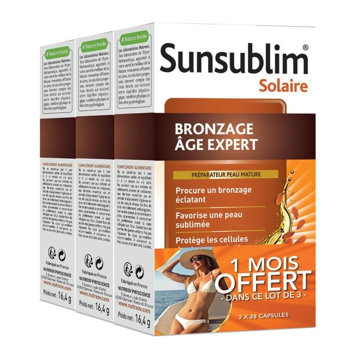 Sunsublim Bronzage &Acirc;ge Expert Nutreov - lot de 3 bo&icirc;tes de 28 capsules