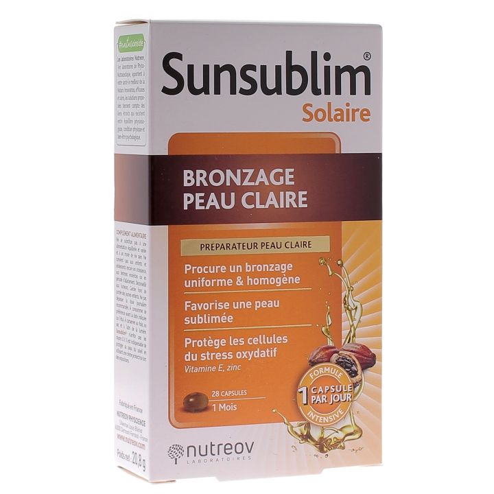 Sunsublim bronzage peau claire Nutreov - bo&icirc;te de 28 capsules