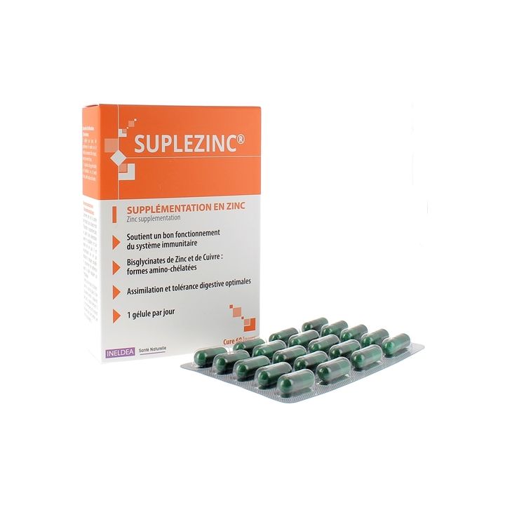 Suplezinc Ineldea - bo&icirc;te de 60 g&eacute;lules v&eacute;g&eacute;tales