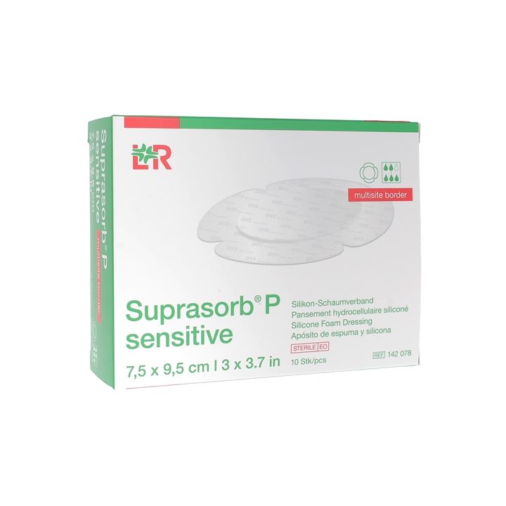 Suprasorb P Sensitive Multisite border 7,5 x 9,5 cm Lohmann & Rauscher - bo&icirc;te de 10 unit&eacute;s