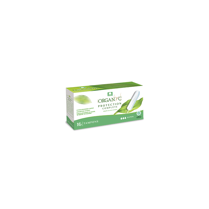 Tampons Super bio sans applicateur Organyc - bo&icirc;te de 16 tampons
