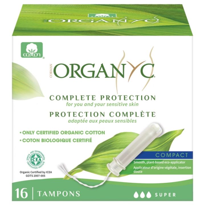 Protection Compl&egrave;te Tampons super avec applicateur Organyc - bo&icirc;te de 16 tampons