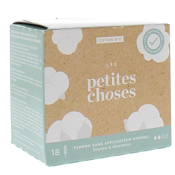 Tampons sans applicateur flux normal bio Les Petites Choses - boite de 18 tampons