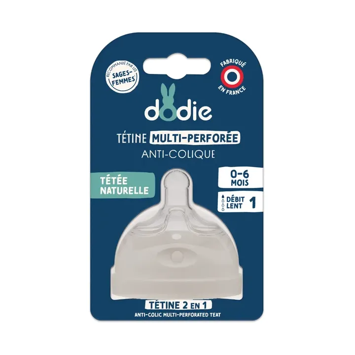 T&eacute;tine anti-colique multi-perfor&eacute;e Dodie - une t&eacute;tine