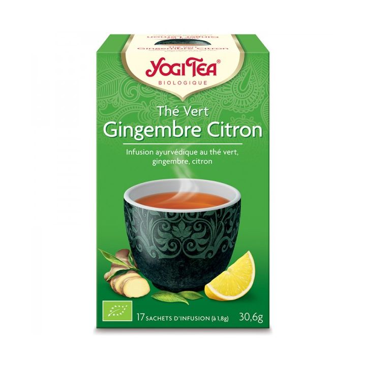 Th&eacute; vert gingembre citron BIO Yogi Tea - boite de 17 sachets 