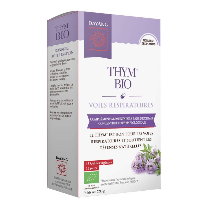 Thym Bio voies respiratoires Dayang - Bo&icirc;te de 15 g&eacute;lules