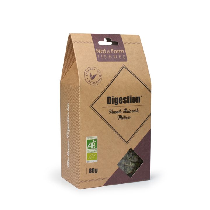 Tisane digestion fenouil, anis vert, m&eacute;lisse bio Nat & Form - sachet de 80 g