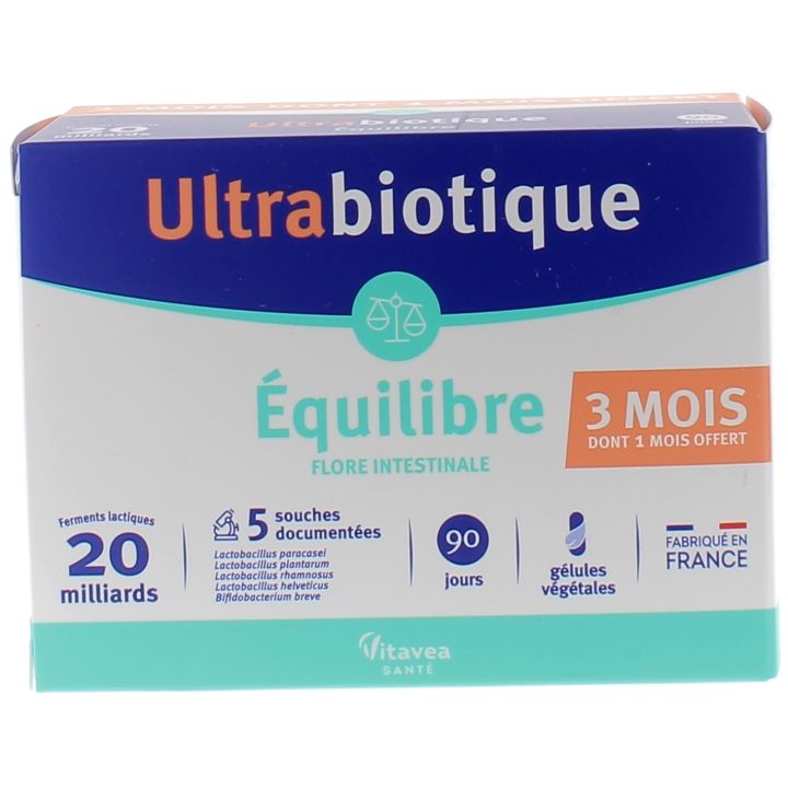 Ultrabiotique &Eacute;quilibre Nutrisant&eacute; - bo&icirc;te de 60 g&eacute;lules v&eacute;g&eacute;tales + 30 g&eacute;lules offertes