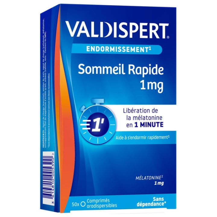 Sommeil rapide 1 mg Valdispert - bo&icirc;te de 50 comprim&eacute;s orodispersibles