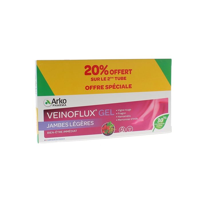Veinoflux gel jambes l&eacute;g&egrave;res Arkopharma - 2 tubes de 150 ml