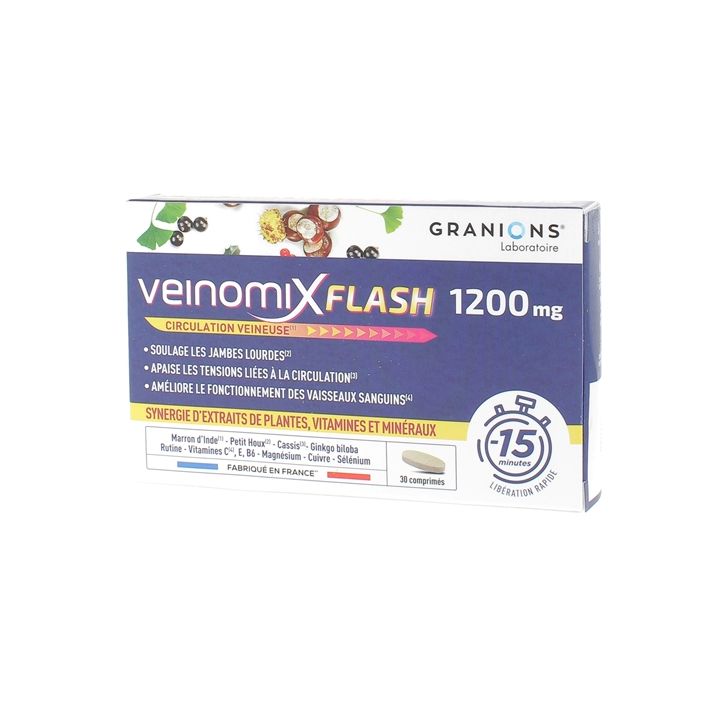 Veinomix flash 1200 mg circulation veineuse Granions - bo&icirc;te de 30 comprim&eacute;s