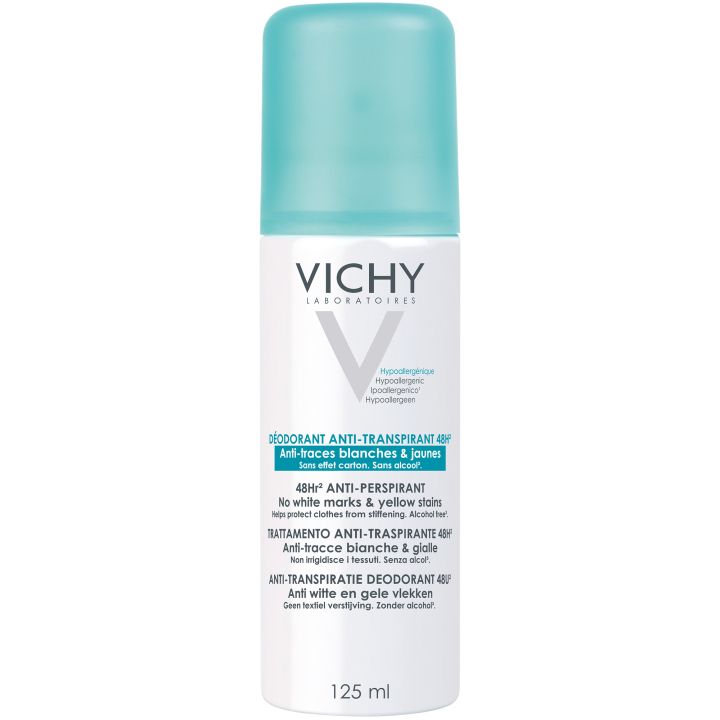 D&eacute;odorant anti-transpirant 48h anti-traces blanches & jaunes Vichy - spray de 125 ml